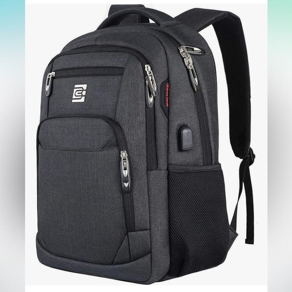 Bruno Cavalli Mens Business Laptop Travel Backpack Grey USB Port‎ 15.6 Inch